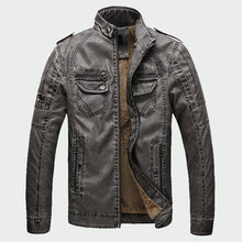 Load image into Gallery viewer, Men's Leather Jackets Winter Warm Faux Fleece Plus Thick Warm Coats Biker Motorcycle Velvet Windproof Outerwear M-3XL ML025